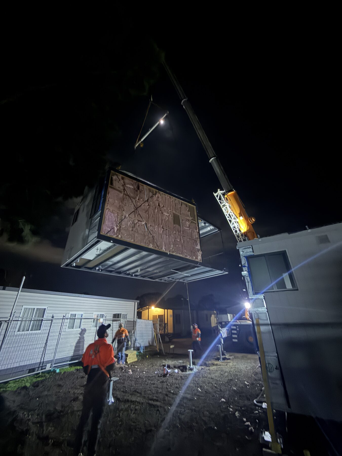 Ability Cranes crew carrying out a night lift safely